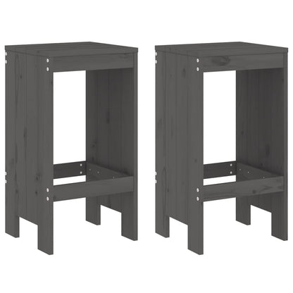 Set of 2 Grey Bar Stools 75cm - Solid Pine Wood