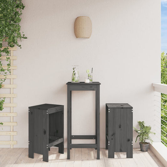 Set of 2 Grey Bar Stools 75cm - Solid Pine Wood