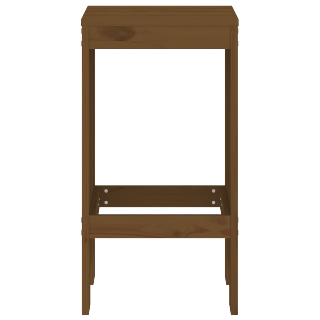 Set of 2 Honey Brown Solid Pine Wood Bar Stools 40x36x75 cm