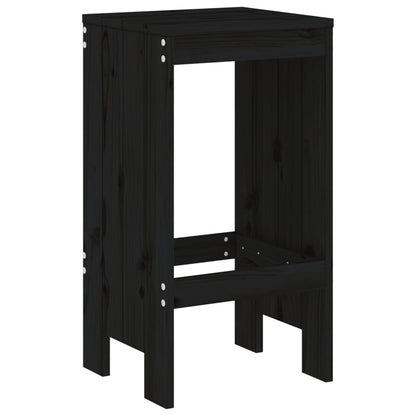 Sleek Black Pine Wood Bar Stools Set of 2 - 40x36x75 cm
