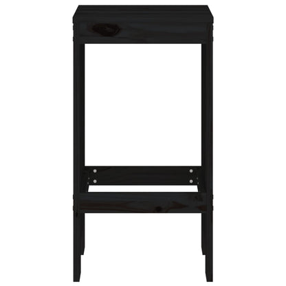 Sleek Black Pine Wood Bar Stools Set of 2 - 40x36x75 cm