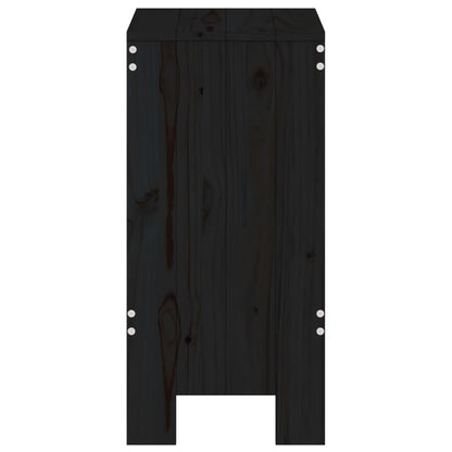 Sleek Black Pine Wood Bar Stools Set of 2 - 40x36x75 cm