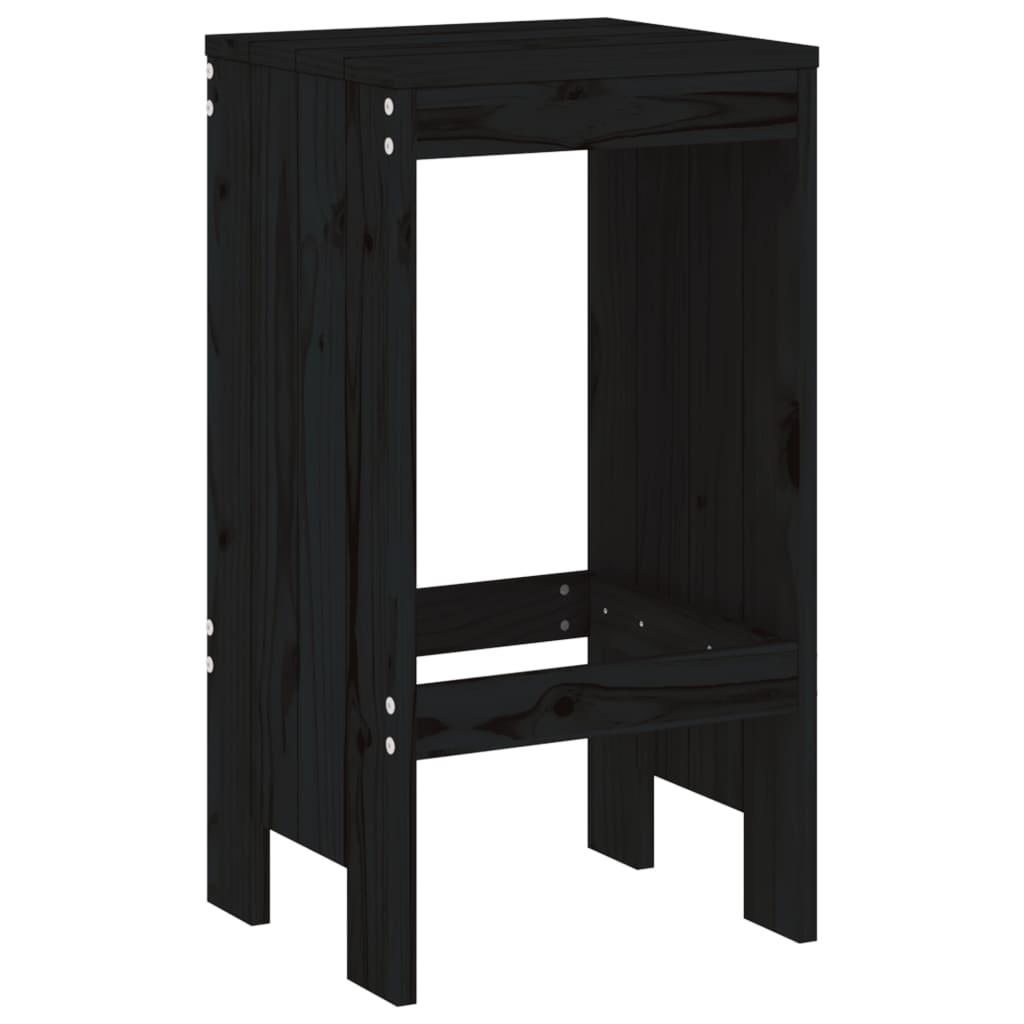 Sleek Black Pine Wood Bar Stools Set of 2 - 40x36x75 cm