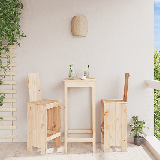 Solid Pine Wood Bar Stools, 2 pcs, 40x42x120 cm - Classic Charm