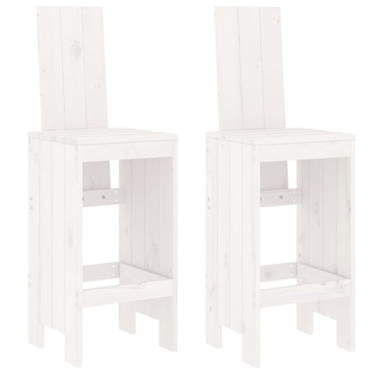 White Solid Wood Pine Bar Stools, Set of 2 - 40x42x120 cm