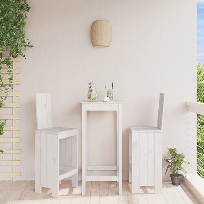 White Solid Wood Pine Bar Stools, Set of 2 - 40x42x120 cm