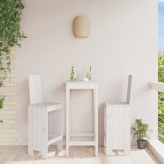 White Solid Wood Pine Bar Stools, Set of 2 - 40x42x120 cm