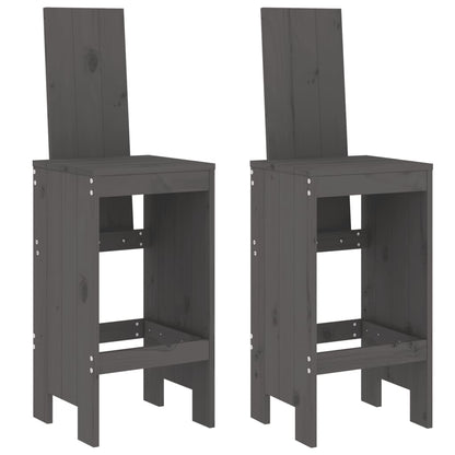 Grey Solid Pine Bar Stools Set 2pcs, 40x42x120 cm