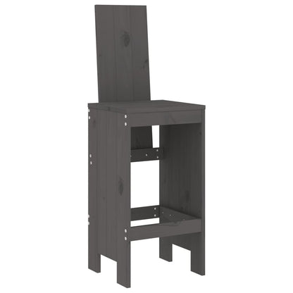 Grey Solid Pine Bar Stools Set 2pcs, 40x42x120 cm