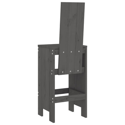 Grey Solid Pine Bar Stools Set 2pcs, 40x42x120 cm