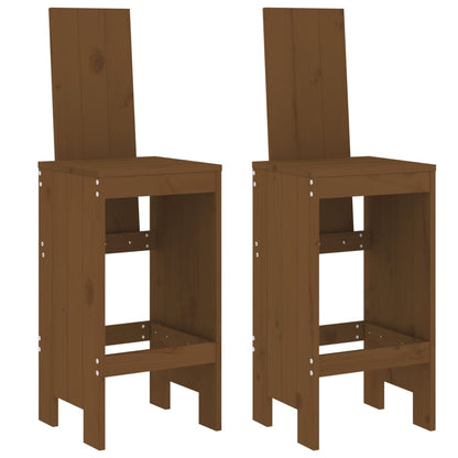 Honey Brown Solid Pine Bar Stools Set of 2 - 40x42x120 cm