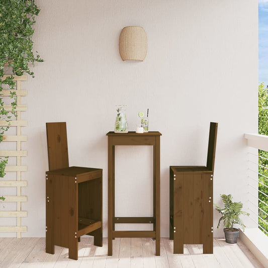 Honey Brown Solid Pine Bar Stools Set of 2 - 40x42x120 cm