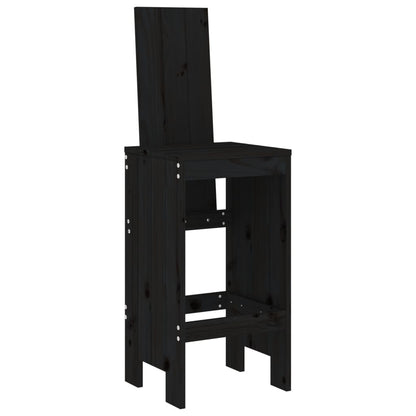 Black Solid Wood Pine Bar Stools Set of 2, 40x42x120 cm
