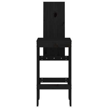 Black Solid Wood Pine Bar Stools Set of 2, 40x42x120 cm
