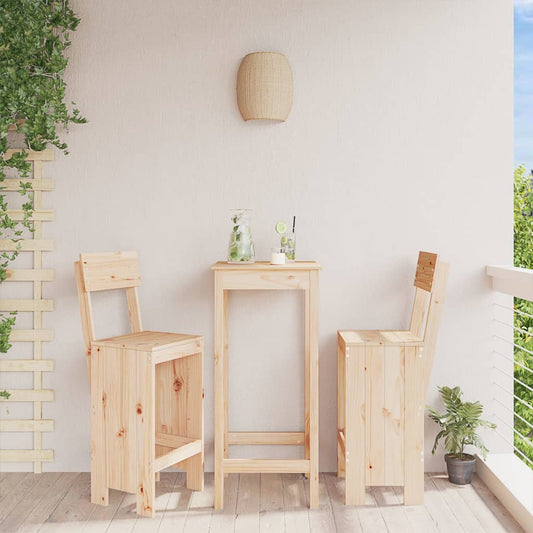 Solid Pine Wood Bar Stools Set of 2 - 40x48.5x115.5 cm