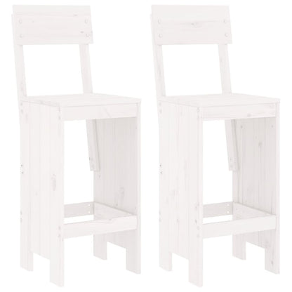 White Solid Pine Wood Bar Stools, Set of 2 (40x48.5x115.5 cm)