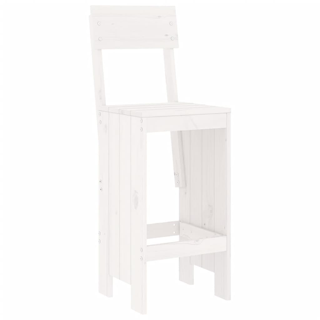 White Solid Pine Wood Bar Stools, Set of 2 (40x48.5x115.5 cm)