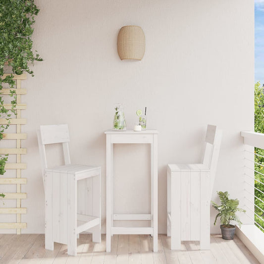 White Solid Pine Wood Bar Stools, Set of 2 (40x48.5x115.5 cm)