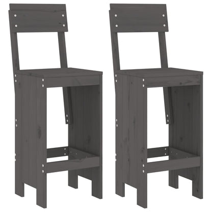 Modern Grey Pine Wood Bar Stools Set of 2 - 115.5cm