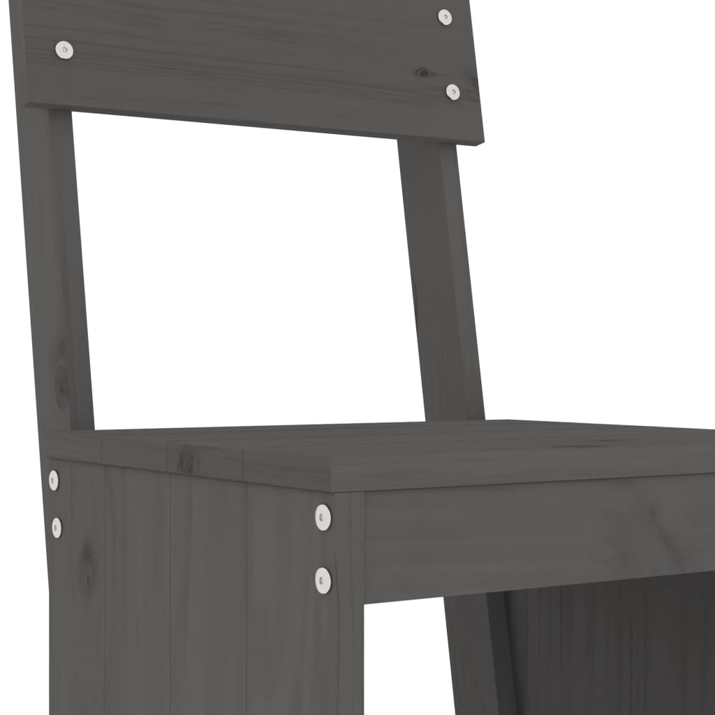 Modern Grey Pine Wood Bar Stools Set of 2 - 115.5cm