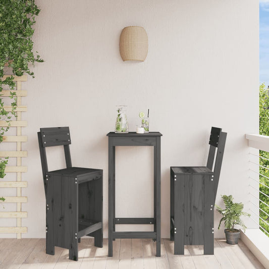 Modern Grey Pine Wood Bar Stools Set of 2 - 115.5cm