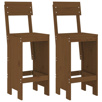 Solid Pine Wood Bar Stools, 2 pcs, Honey Brown, 115.5 cm