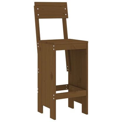 Solid Pine Wood Bar Stools, 2 pcs, Honey Brown, 115.5 cm