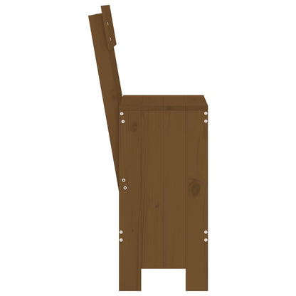 Solid Pine Wood Bar Stools, 2 pcs, Honey Brown, 115.5 cm