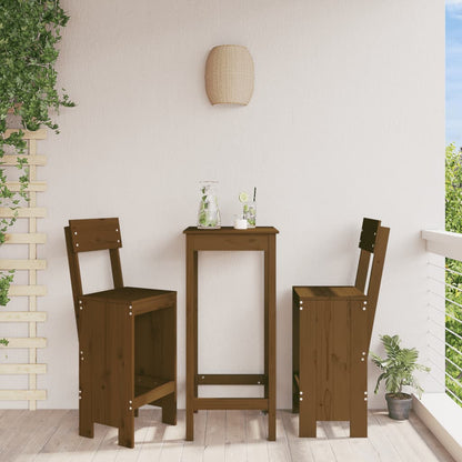 Solid Pine Wood Bar Stools, 2 pcs, Honey Brown, 115.5 cm