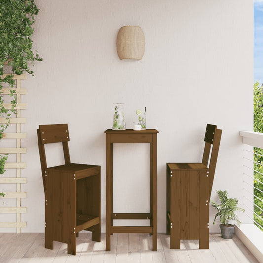 Solid Pine Wood Bar Stools, 2 pcs, Honey Brown, 115.5 cm