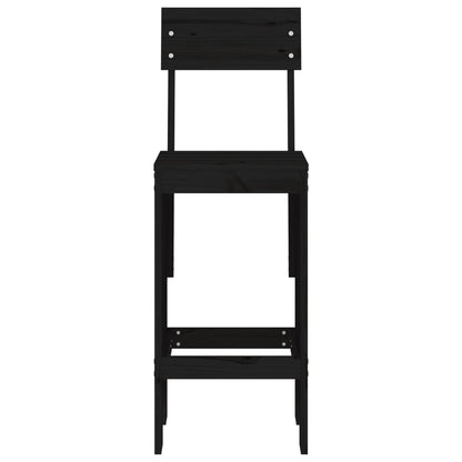 Set of 2 Black Solid Pine Wood Bar Stools - 40x48.5x115.5 cm