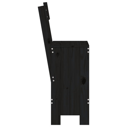 Set of 2 Black Solid Pine Wood Bar Stools - 40x48.5x115.5 cm