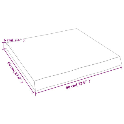 Untreated Solid Wood Live Edge Table Top 60x60x(2-6) cm