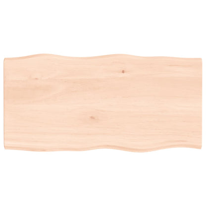 Live Edge Oak Table Top 80x40x2 cm - Untreated Solid Wood