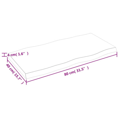 Solid Wood Live Edge Table Top 80x40x(2-4) cm - Untreated Finish