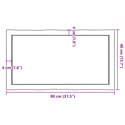 Solid Wood Live Edge Table Top 80x40x(2-4) cm - Untreated Finish