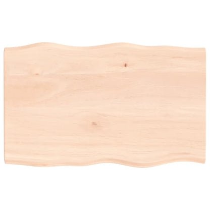 Solid Oak Live Edge Tabletop 80x50x2 cm Untreated Wood
