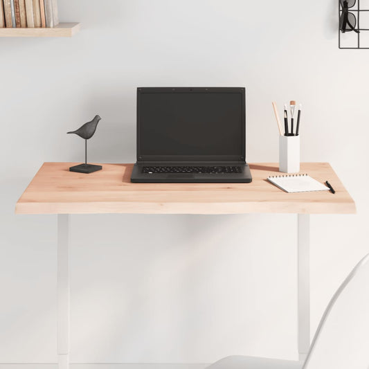 Solid Oak Live Edge Tabletop 80x50x2 cm Untreated Wood