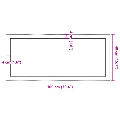 Solid Wood Live Edge Table Top - 100x40 cm, Adjustable Thickness