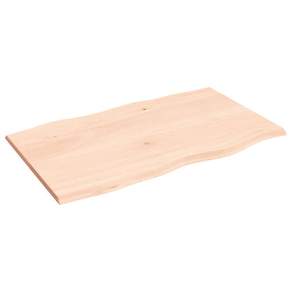 Oak Live Edge Tabletop 100x60x2 cm - Solid Untreated Wood
