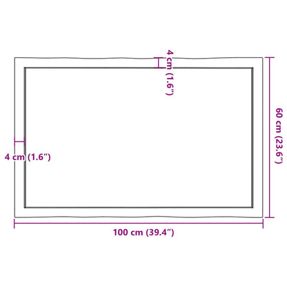 Live Edge Solid Wood Table Top 100x60x(2-4) cm - Untreated Finish