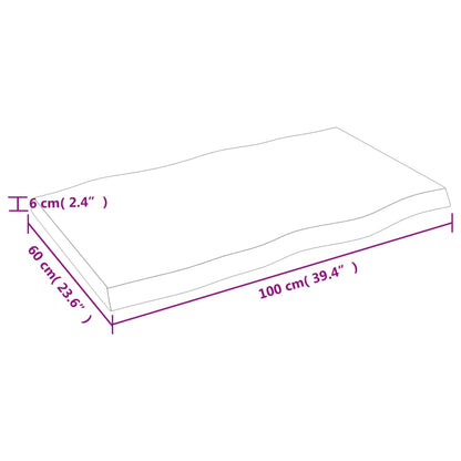 Live Edge Untreated Solid Wood Table Top 100x60x(2-6) cm