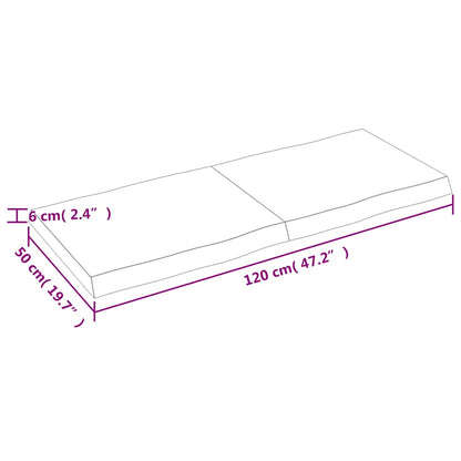 Solid Wood Live Edge Table Top - Natural, 120x50x(2-6) cm