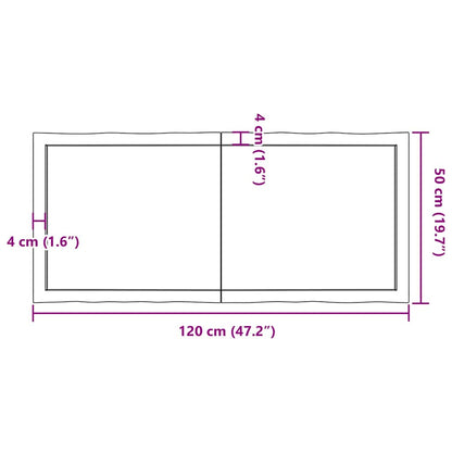 Solid Wood Live Edge Table Top - Natural, 120x50x(2-6) cm