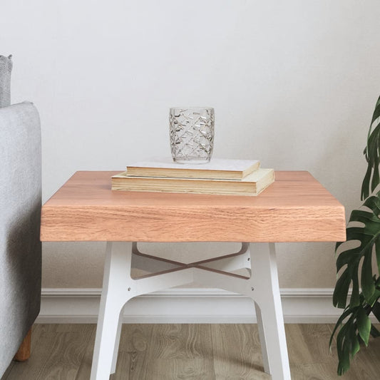 Live Edge Solid Wood Table Top, Light Brown, 40x40 cm, Treated