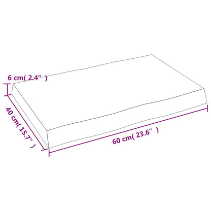 Live Edge Solid Wood Table Top, Light Brown, 60x40x(2-6) cm