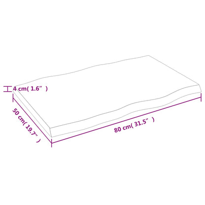 Live Edge Solid Wood Table Top, Light Brown, 80x50 cm