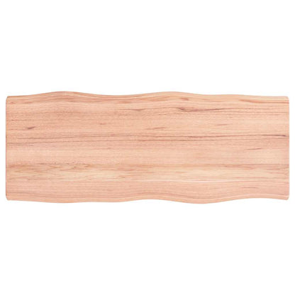 Live Edge Light Brown Treated Solid Wood Tabletop, 100x40cm