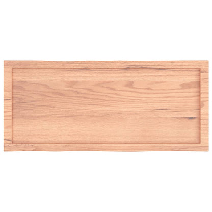 Live Edge Light Brown Treated Solid Wood Tabletop, 100x40cm
