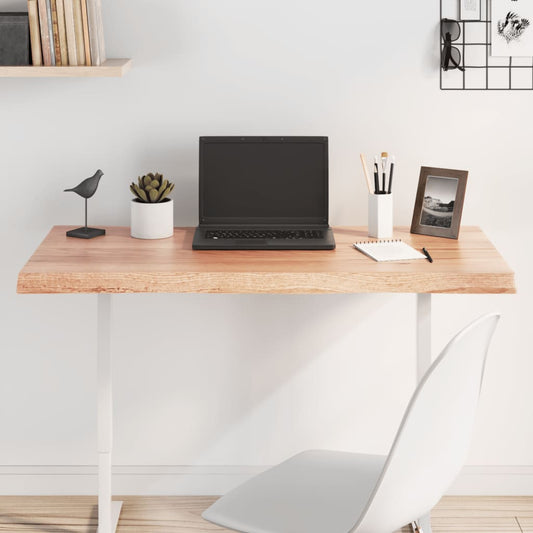Live Edge Light Brown Treated Solid Wood Tabletop, 100x40cm